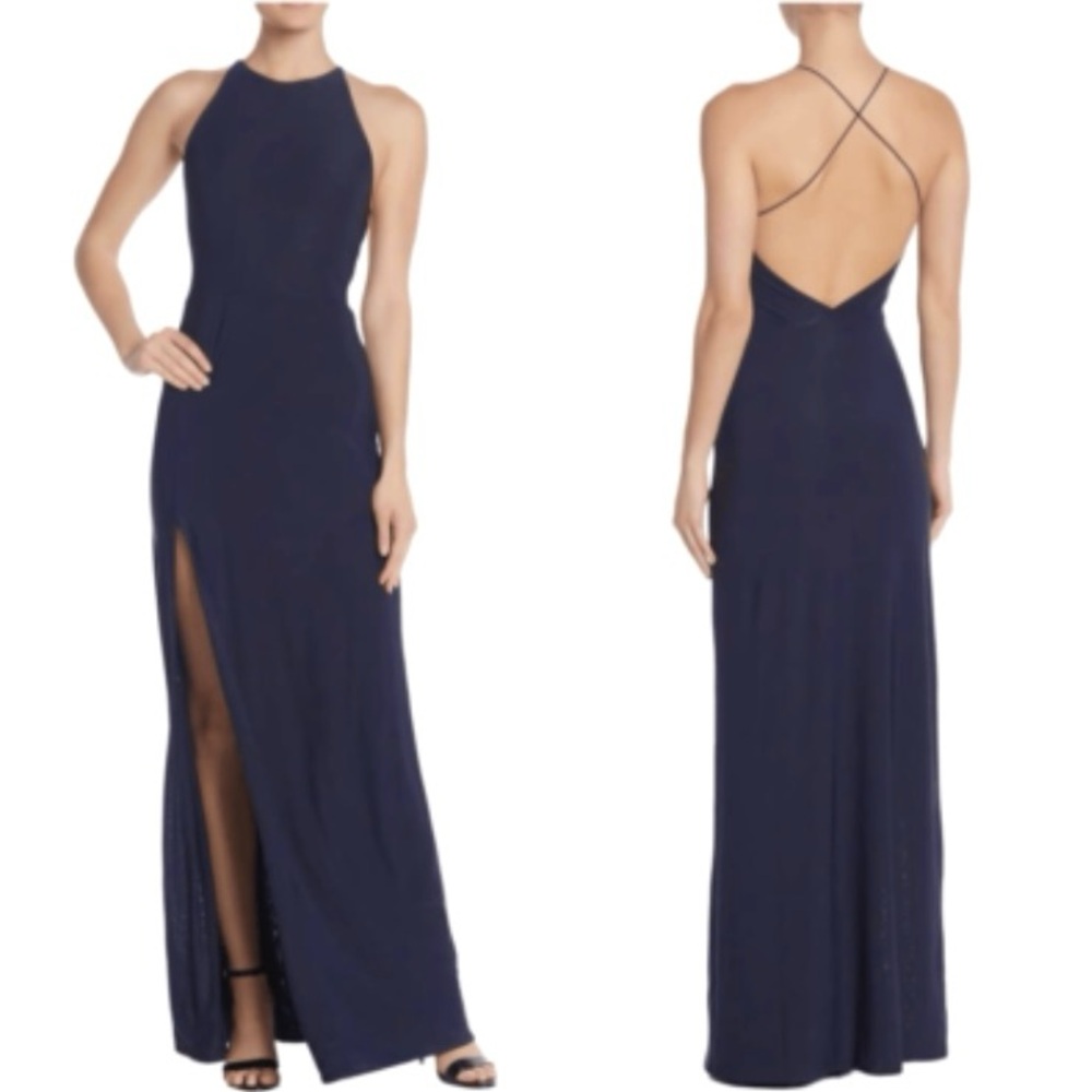 Love By Design Navy Backless Maxi Dress